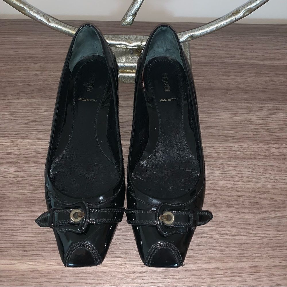 Fendi buckle shoes patent leather